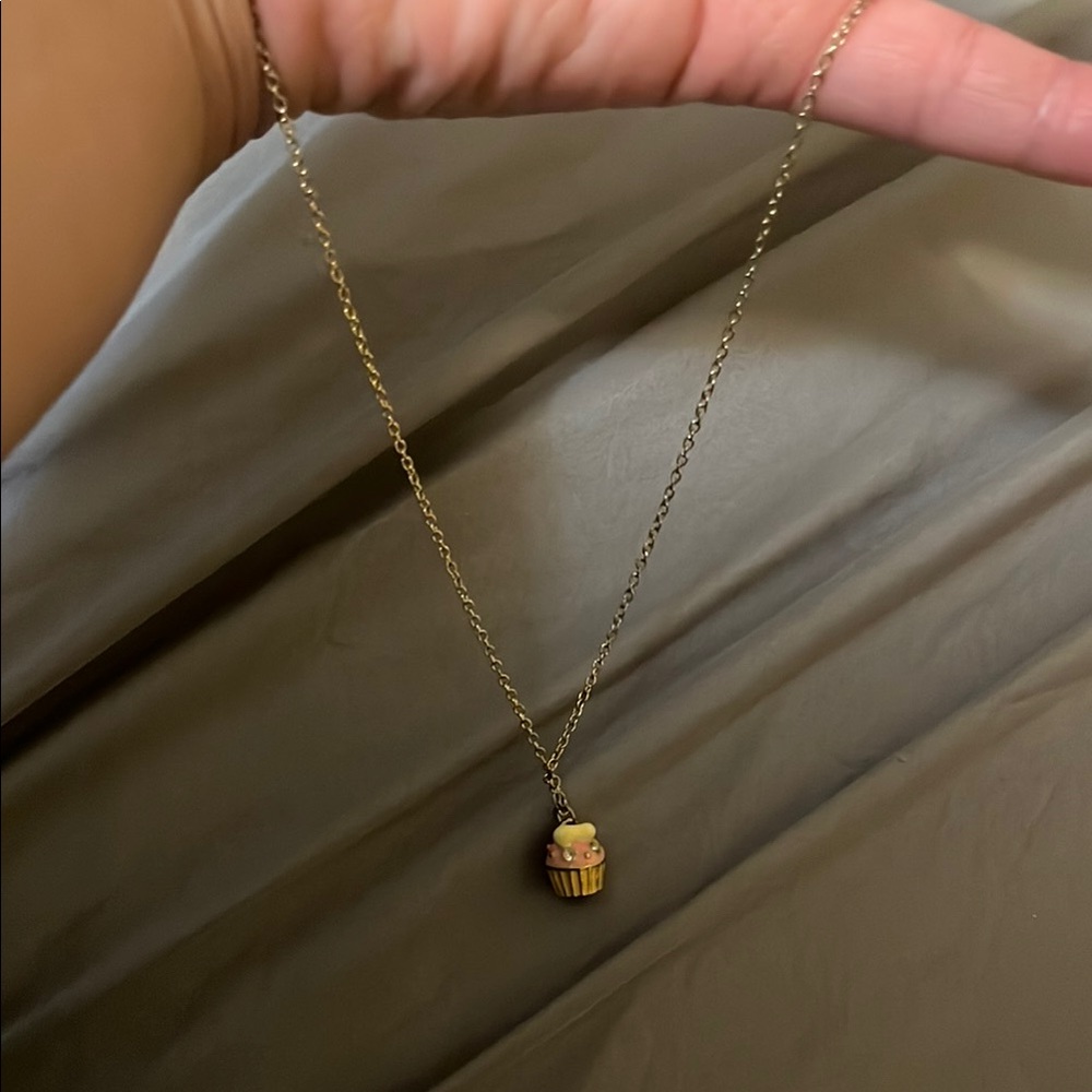 Fantasy Cupcake Pendant Necklace with stones flaw missing one stone. No brand
